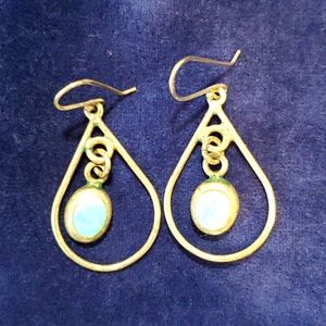 Sterling Silver Teardrop Shape Earrings with Turquoise colored stone